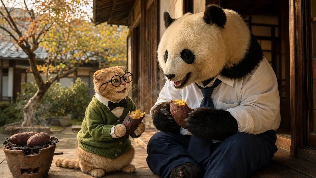 猫のコロと会社員パンダのシリーズ画像